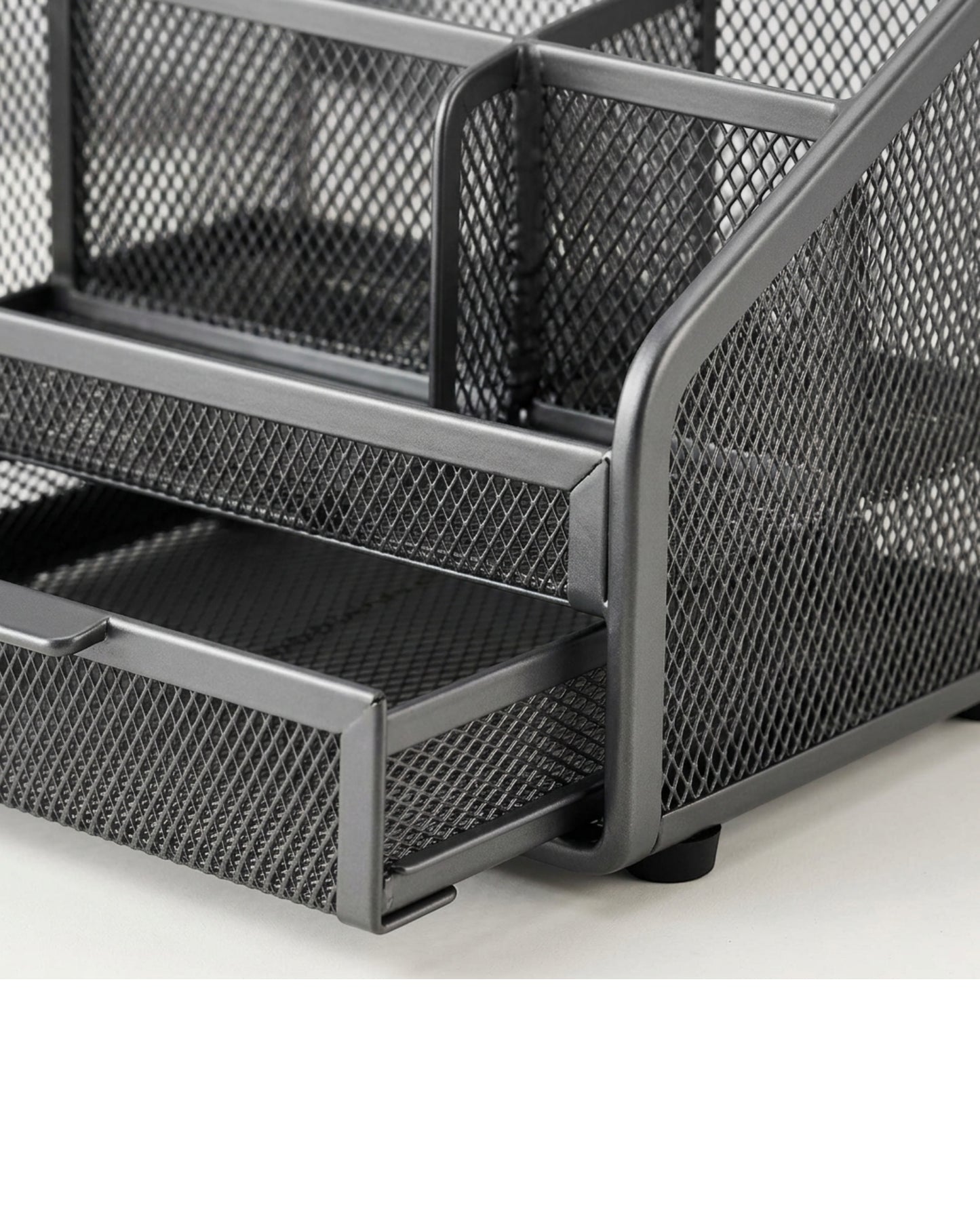Nexawrk Steel Mesh Desktop Organizer with 5 Storage Sections Graphite - Detail view