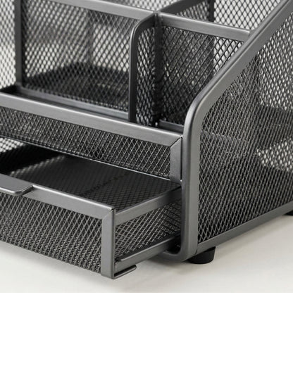 Nexawrk Steel Mesh Desktop Organizer with 5 Storage Sections Graphite - Detail view