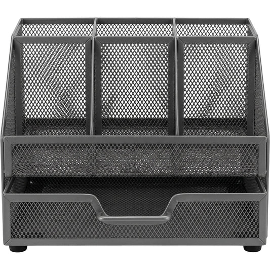 Nexawrk Steel Mesh Desktop Organizer with 5 Storage Sections Graphite - Product view