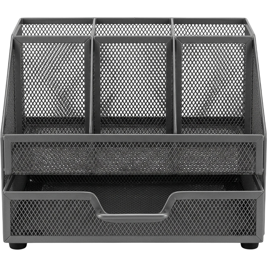Nexawrk Steel Mesh Desktop Organizer with 5 Storage Sections Graphite
